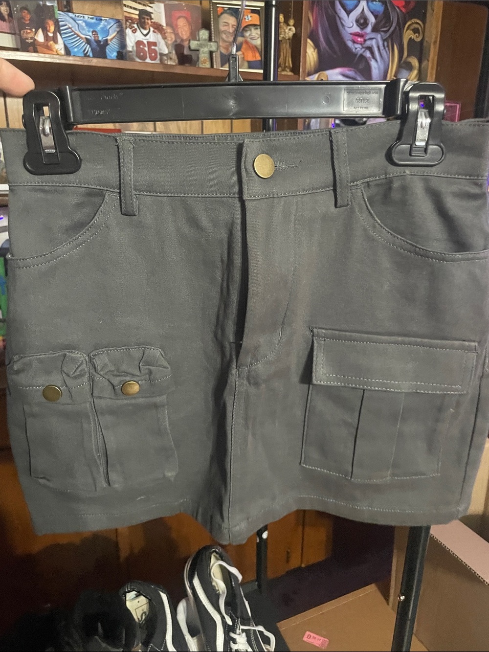 Utility Pocket Mini Skirt in Slate Gray